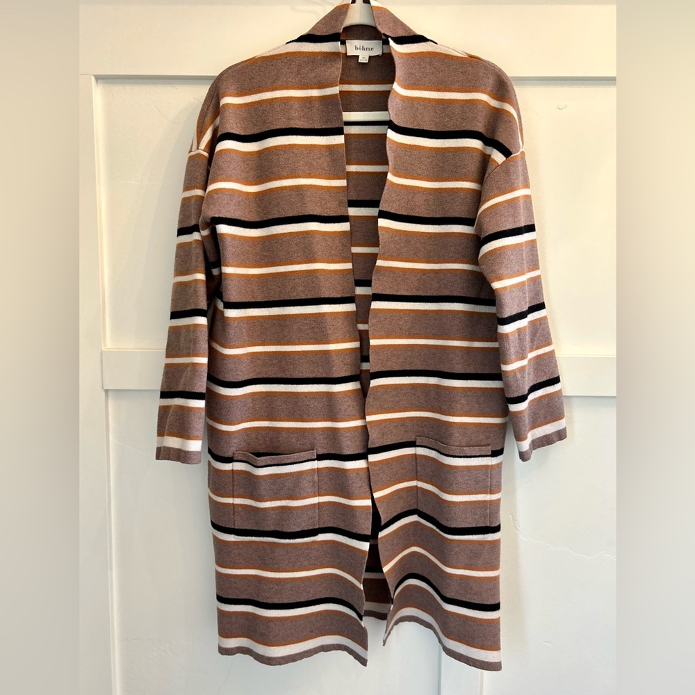🌶️ Bohme Long Striped Cardigan With Pockets. Size M/L